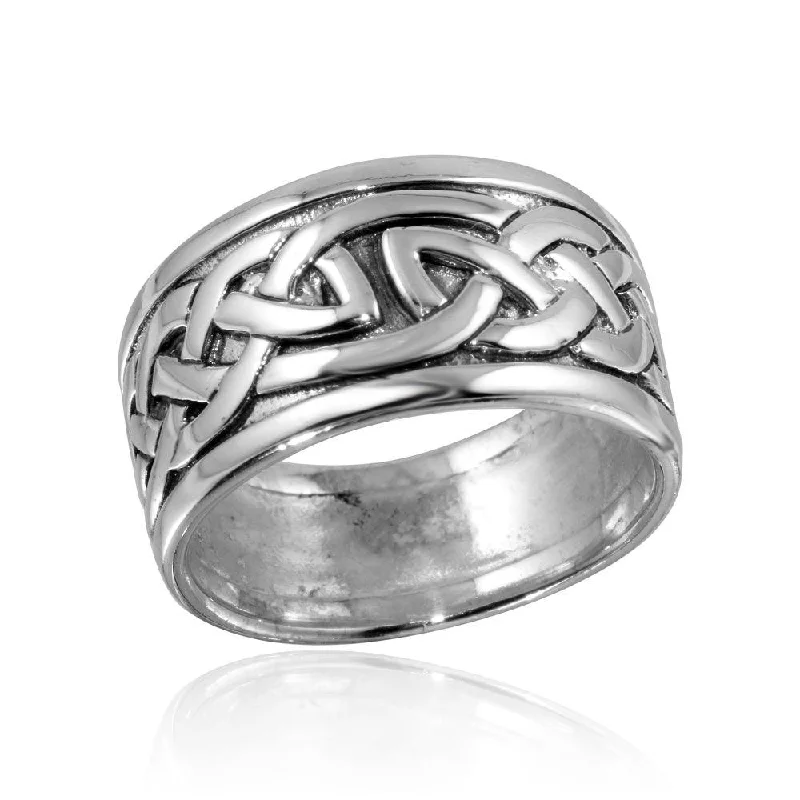 Ladies rings perfect gift choices-High Polished 925 Sterling Silver Celtic Design Ring - CR00742