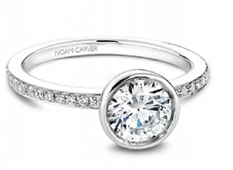 Ladies engagement rings fashion trends-14K White Gold 0.15ctw Diamond Bezel Engagement Ring Mounting