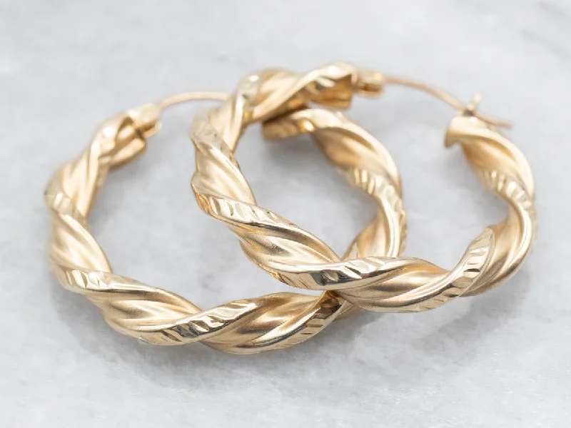 Ladies earrings e-commerce store finds-Textured Gold Twisted Hoop Earrings