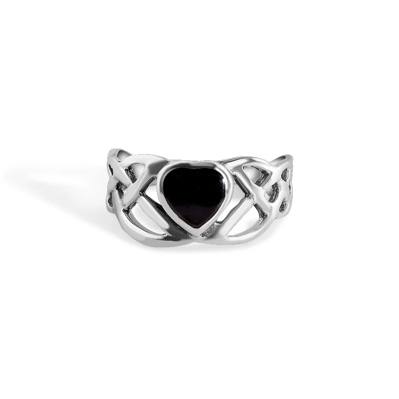 Ladies rings jade decorative pieces-High Polished 925 Sterling Silver Synthetic Black Onyx Ring - CR00821