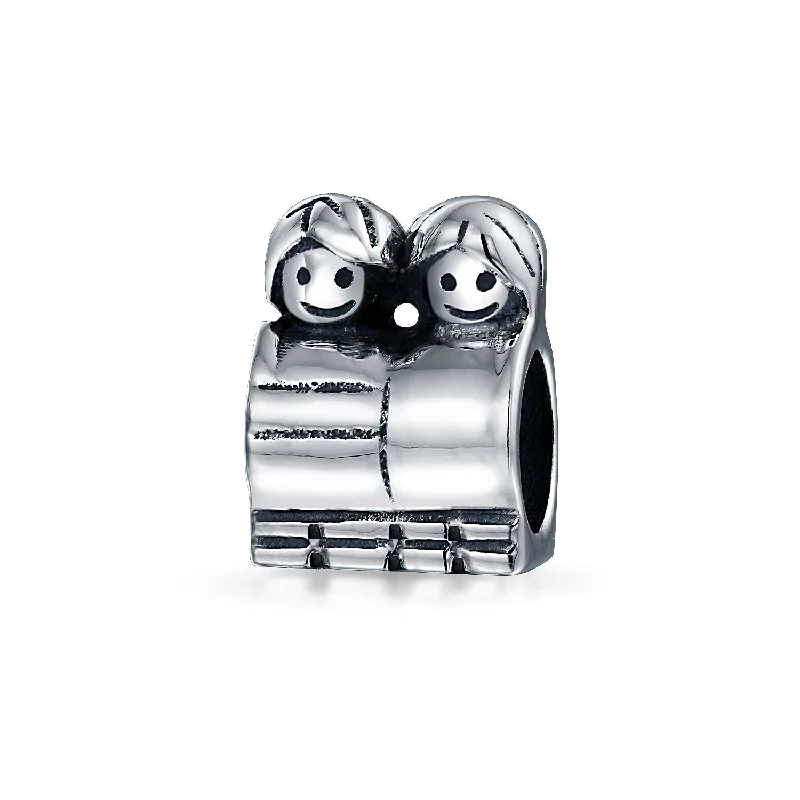 Ladies bracelets anniversary special designs-Happy Friendship Charm Bead Sterling Silver for European Bracelet