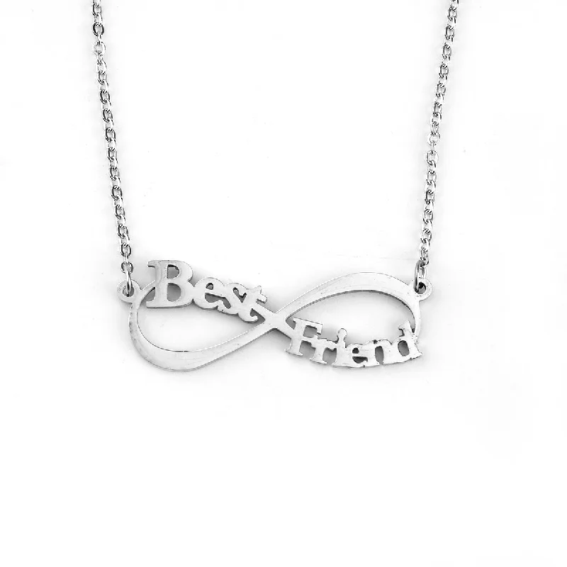 Ladies necklaces titanium durable picks-Best Friends Infinity Necklace Stainless Steel Silver Tone