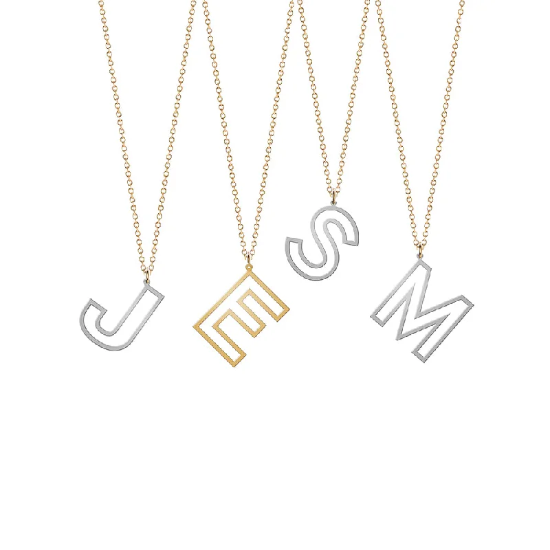 Ladies necklaces cascading stone necklaces-Jess Initial Necklace