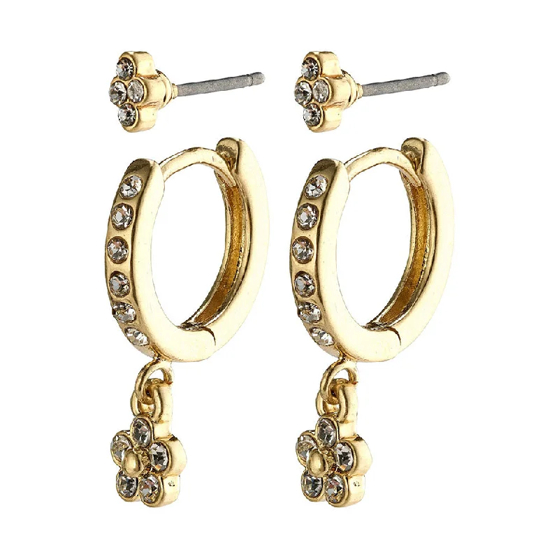 Ladies earrings nameplate style earrings-Sylvia Gold Plated Crystal Earring Set