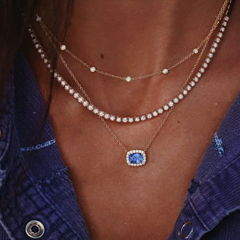 Ladies necklaces age-appropriate designs-SEXY SPARKLES Multilayer Layered Layer Long Necklaces Chain for Womens Jewelry