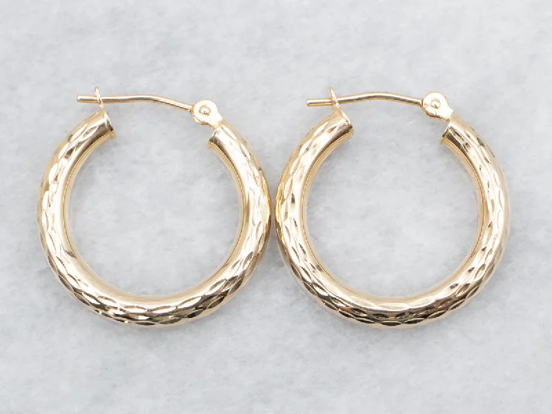 Ladies earrings luxury brand picks-Faceted Gold Hoop Earrings