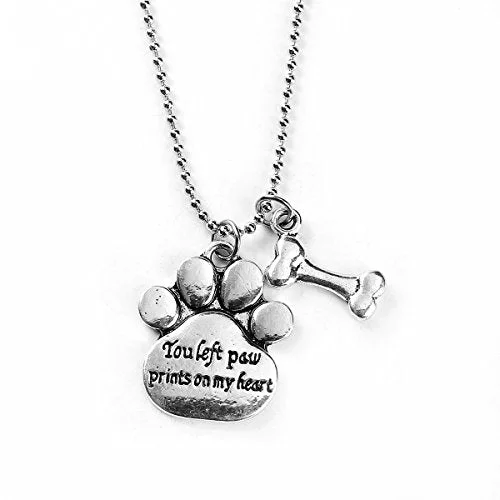 Ladies necklaces mixed metal finishes-Sexy Sparkles inch  All My Children Have Paws inch  Dog Cat Pet Memorial Necklace Pendant