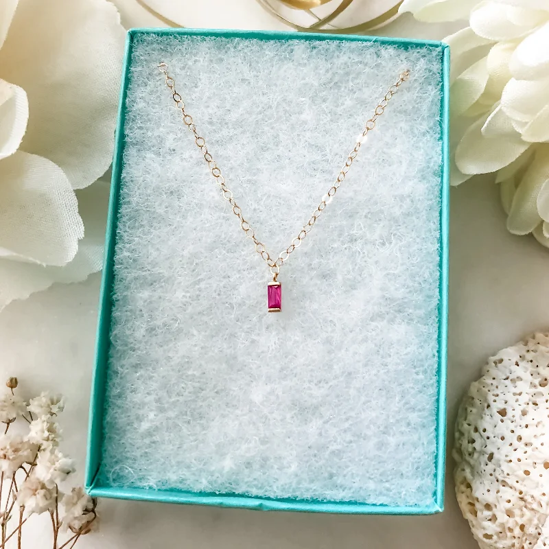 Ladies necklaces iridescent finish designs-Minimalist Ruby Necklace