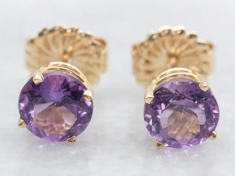 Ladies earrings diamond accent pieces-Amethyst Stud Earrings