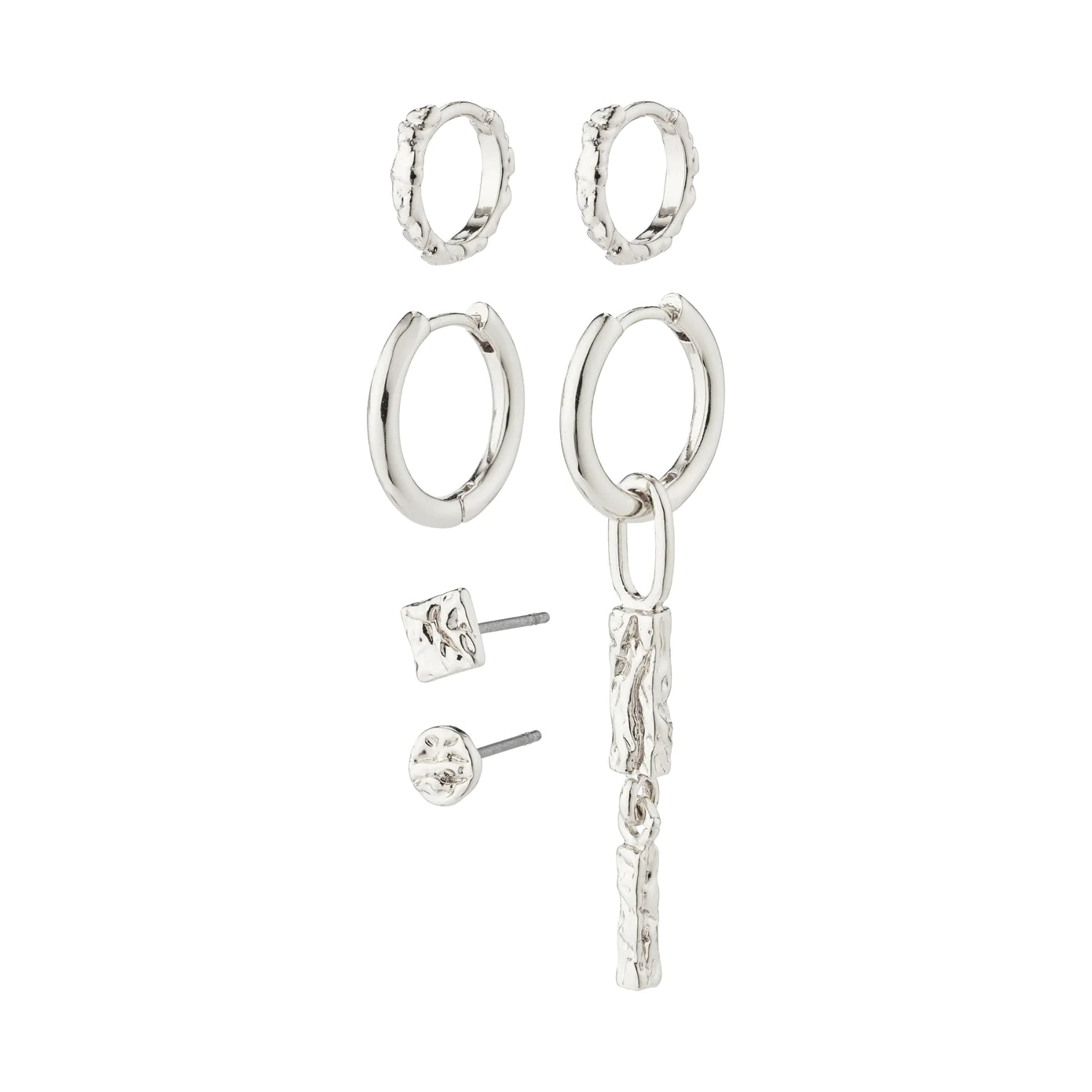 Ladies earrings filigree detail designs-Star Silver Plated 3-in-1 Earring Set