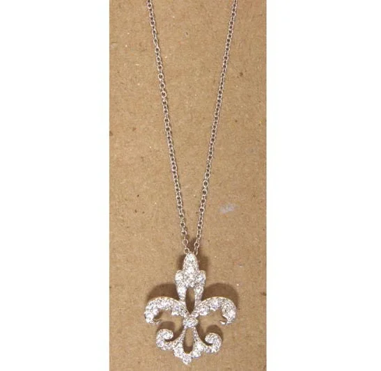 Ladies necklaces romantic era designs-Fleur De Lis Necklace Sterling Silver