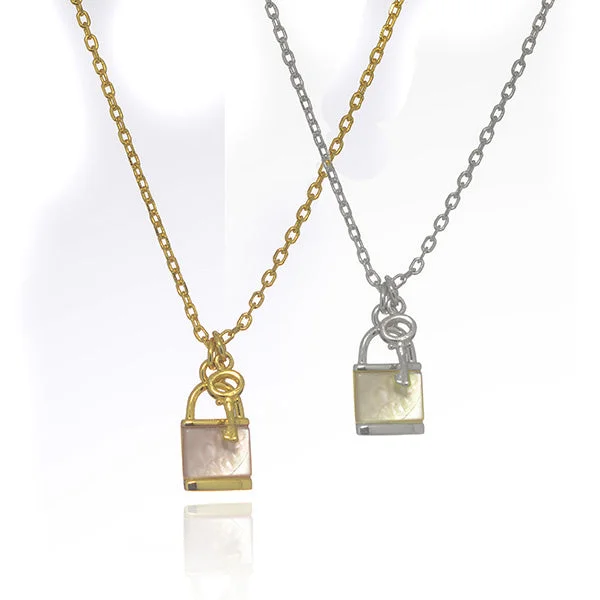 Ladies necklaces asscher cut styles-Got It On Lock Necklace