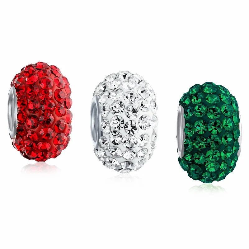 Ladies bracelets resin accent styles-Christmas Charm Bead Set Red White Green Crystal for European Bracelets