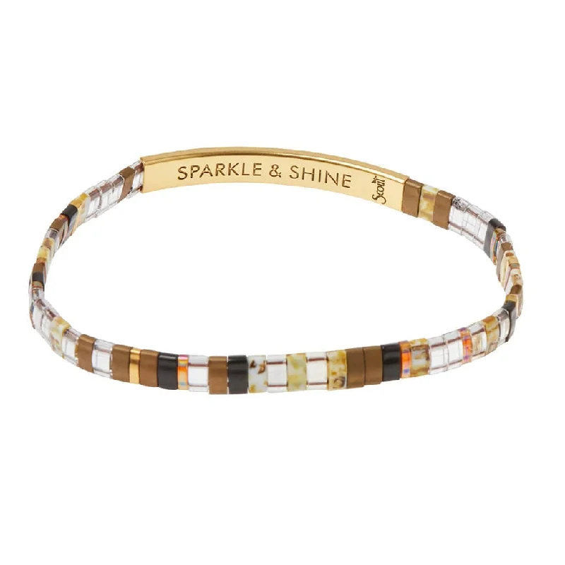 Ladies bracelets baguette cut designs-Good Karma Miyuki Bracelet | Sparkle & Shine - Topaz/Gold