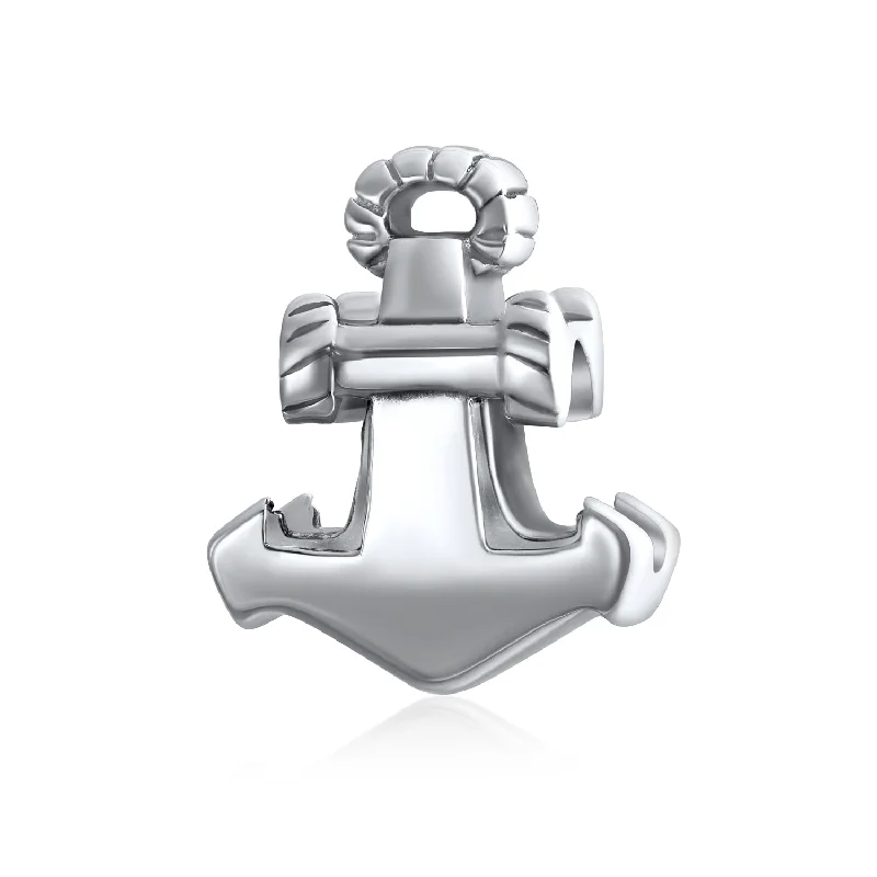 Nautical Anchor Rope Charm Bead in Sterling Silver for European Bracelets