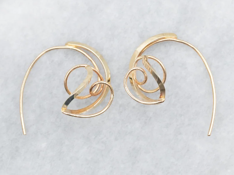 Ladies earrings natural stone designs-Yellow Gold Spiral Wire Earrings