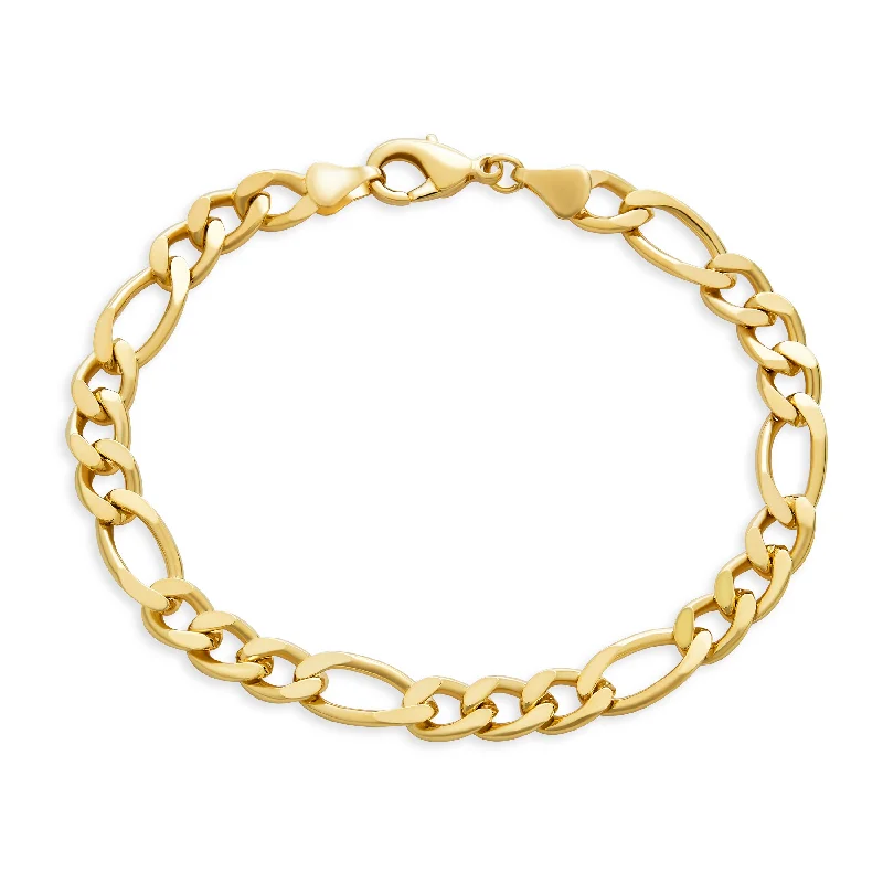 Ladies bracelets love token bracelets-Traditional Men's 7MM Miami Cuban Chain Link Bracelet 18K Gold Plated 8-8.5 Inch