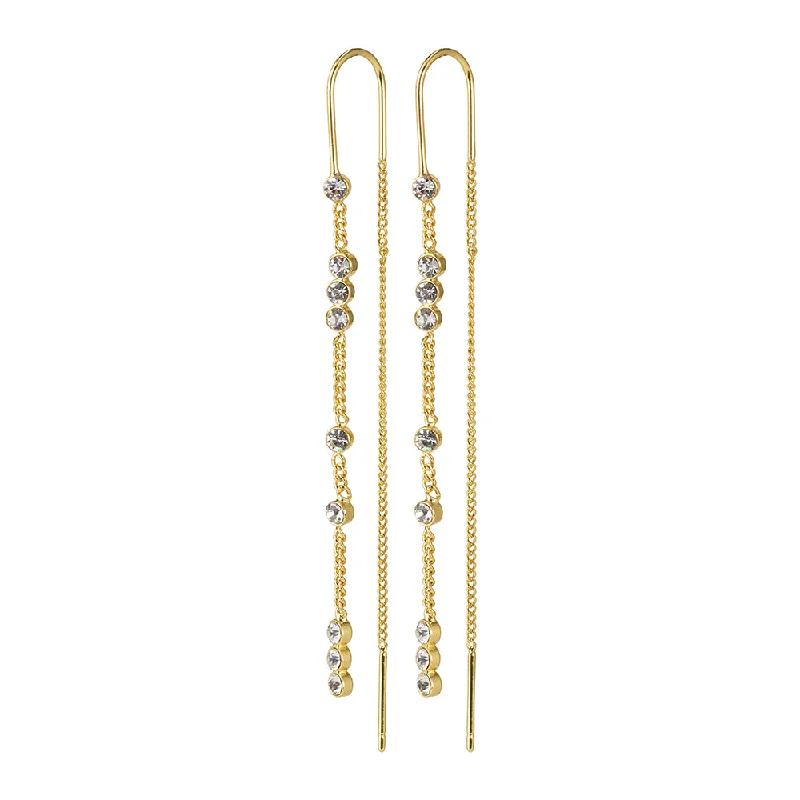 Ladies earrings flat stud earrings-Kamari Gold Plated Crystal Earrings