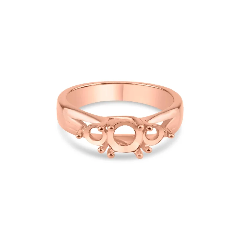 Ladies rings thin stackable rings-Rose Gold Plated 925 Sterling Silver 3 Stones Mounting Ring - BGR00481RGP