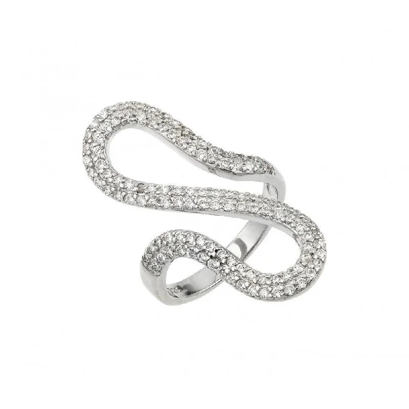 Ladies rings romantic couple sets-Silver 925 Rhodium Plated Wiggly Ring - BGR00925