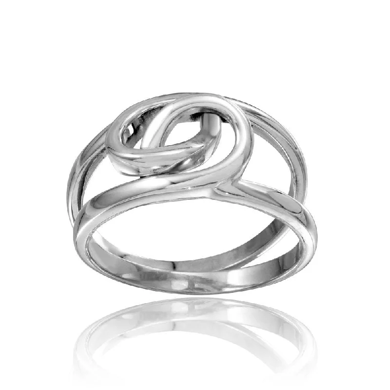 Ladies rings hammered craft looks-High Polished 925 Sterling Silver Linked Rings - CR00730