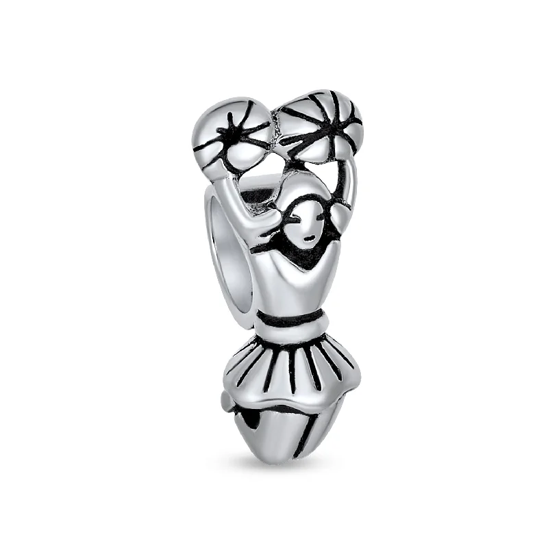 Ladies bracelets jewelry care tips-School Spirit Cheerleader Charm Bead Sterling Silver for European Bracelet