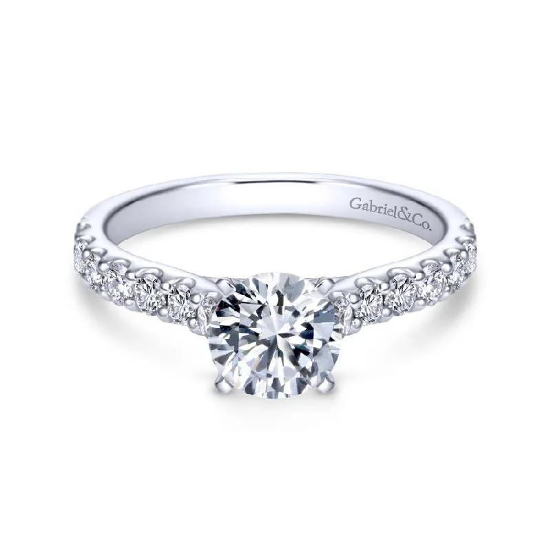 Ladies engagement rings affordable diamonds-14K White Gold Round Diamond Engagement Ring