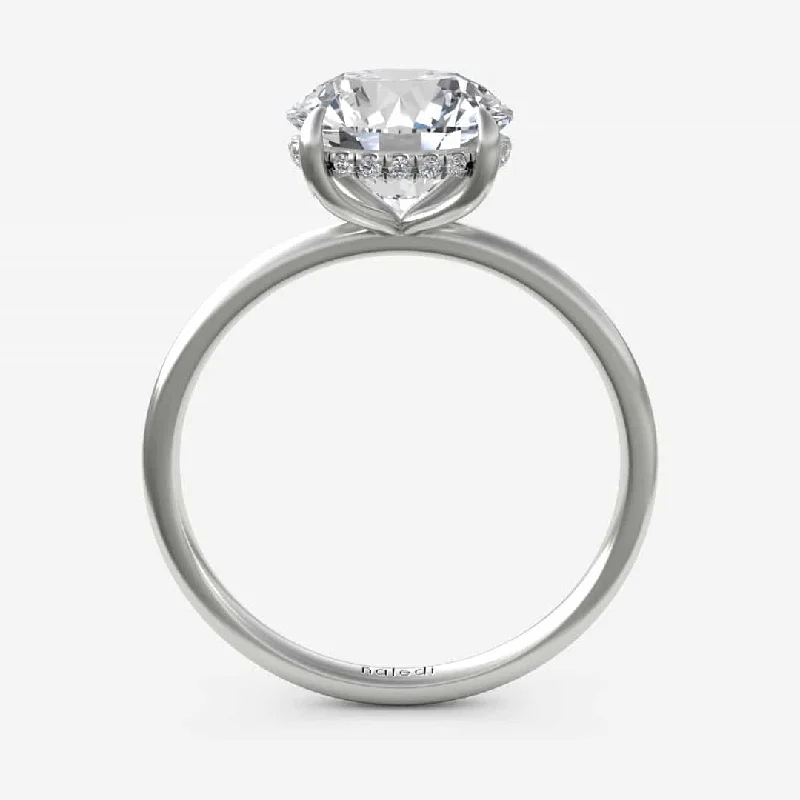 Ladies engagement rings pave solitaires-Hidden Halo Engagement Ring