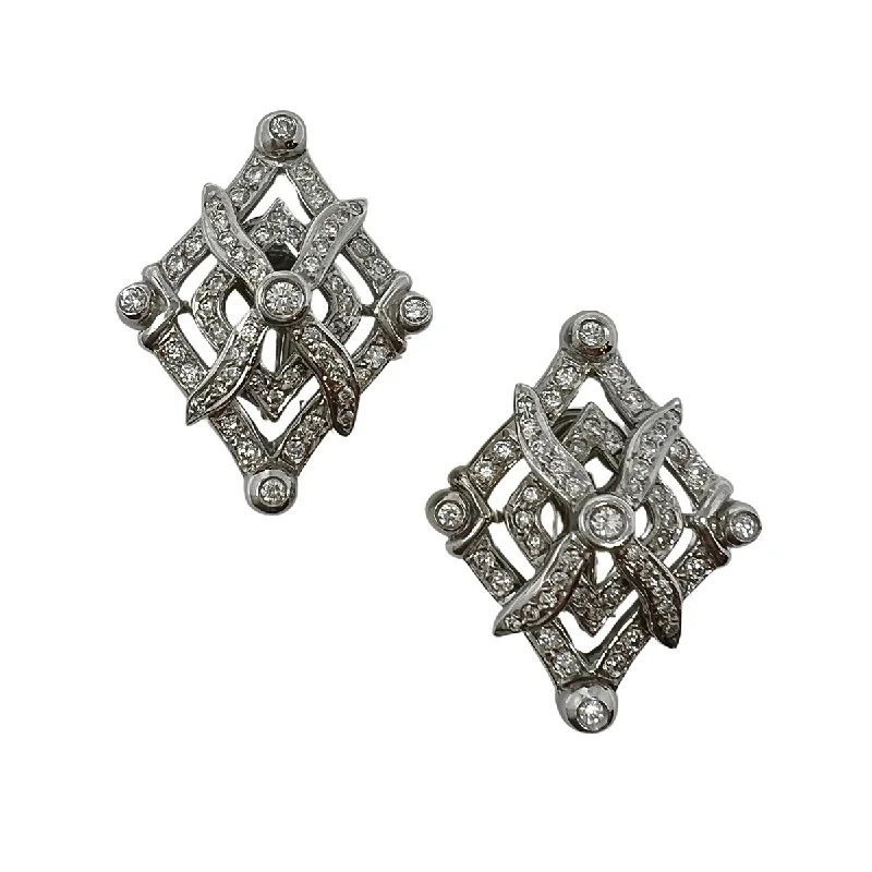 Ladies earrings animal-inspired themes-Doris Panos Large 18K White Gold "Anastasia" Diamond Earrings