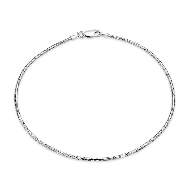 Ladies bracelets festive season styles-Unisex Snake Chain Anklet Ankle Bracelet Sterling Silver Italy 910 Inch 1.5MM