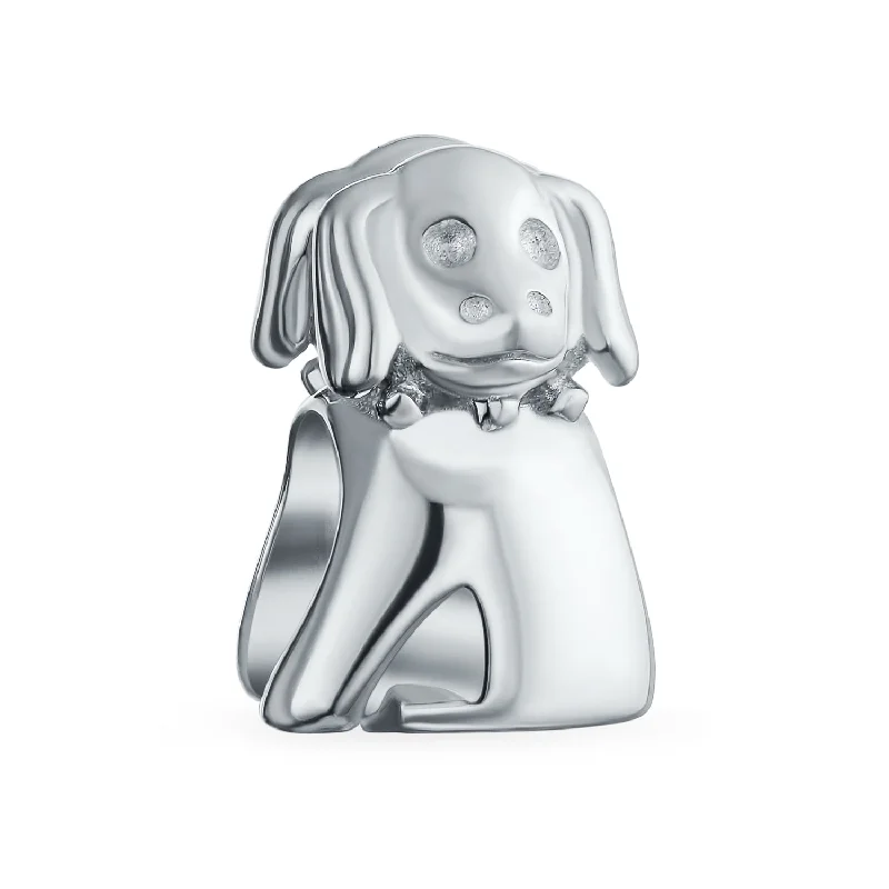 Ladies bracelets thin bangle designs-Dog Charm Bead .925 Sterling Silver European Bracelet for Pet Lover