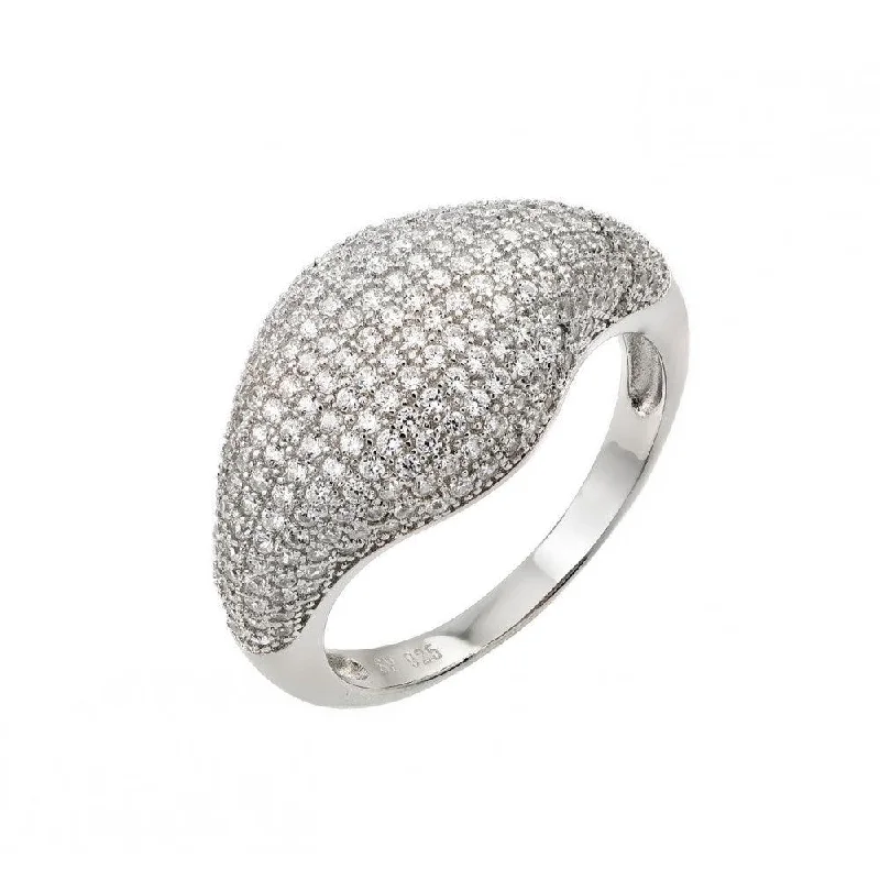 Ladies rings leather band rings-Silver 925 Rhodium Plated Graduated Micro Pave Clear CZ Ring - STR00941