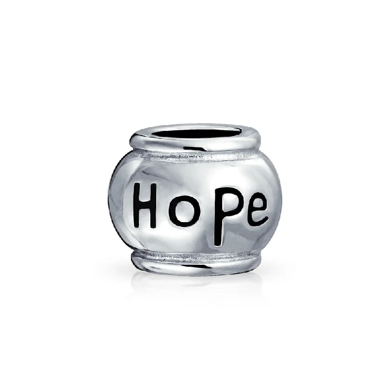 Ladies bracelets dramatic flair bracelets-Hope Believe Survivor Message Charm Bead Sterling Silver for European Bracelet