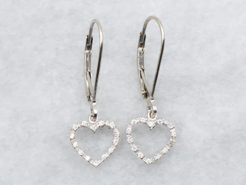 Ladies earrings exclusive craft styles-Heart Shaped Diamond Drop Earrings