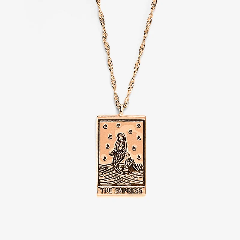 Ladies necklaces Asian cultural styles-Rose Gold Empress Tarot Card Pendant Necklace