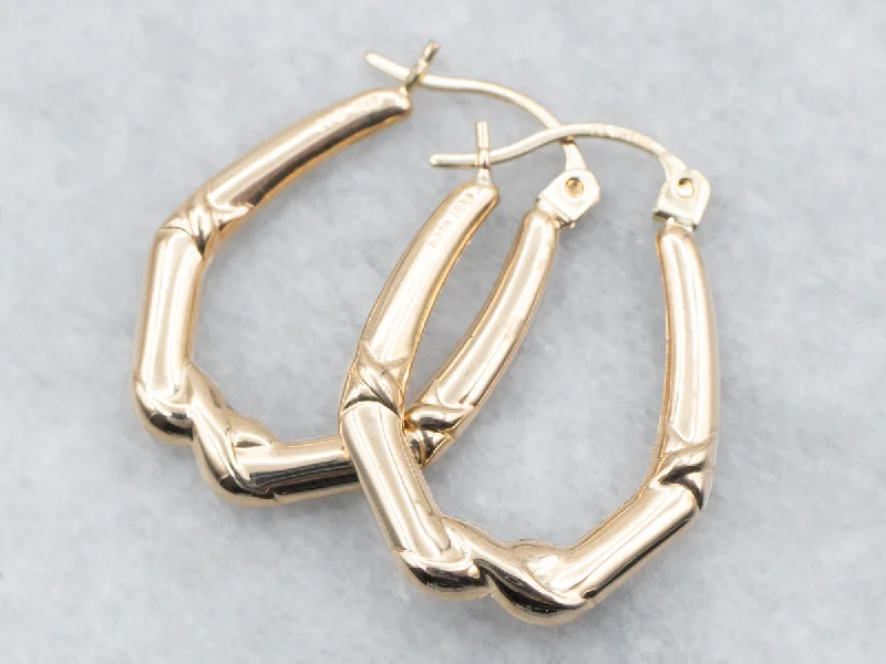 Ladies earrings prong set designs-Yellow Gold Hollow Geometric Hoop Earrings