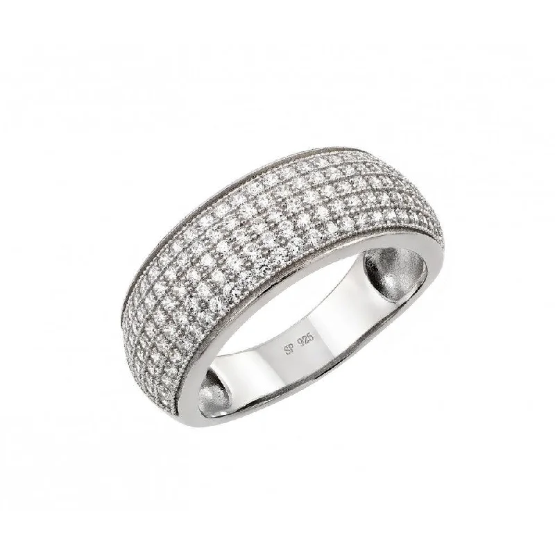 Ladies rings animal-inspired themes-Silver 925 Rhodium Plated Micro Pave CZ Ring - STR00947