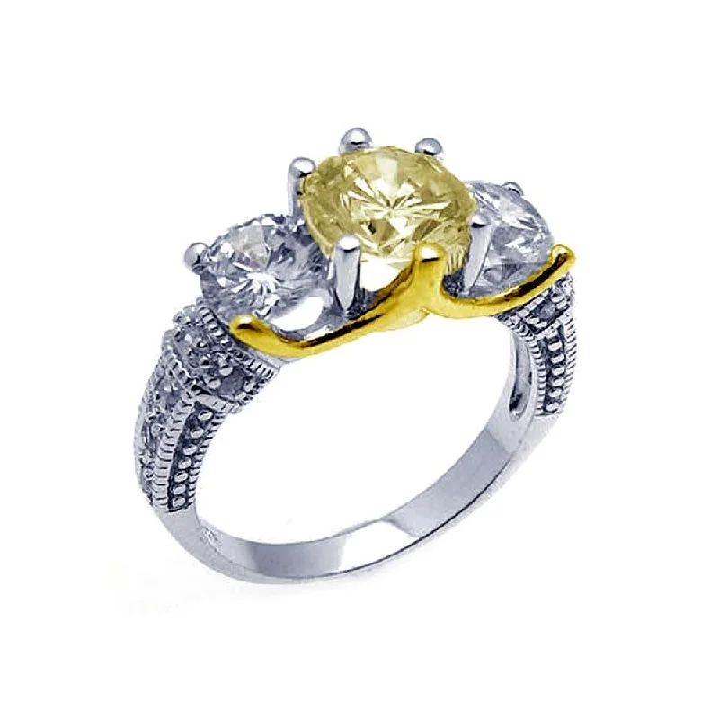 Ladies rings low maintenance styles-Silver 925 Rhodium Plated CZ Past Present Future Ring - STR00483