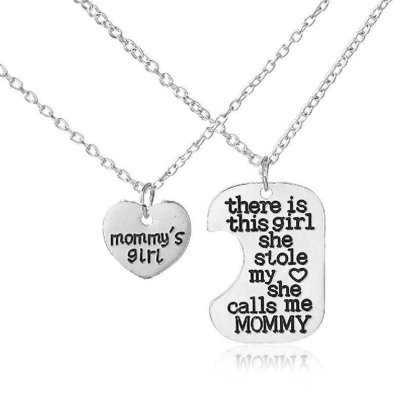 Ladies necklaces Celtic knot necklaces-SEXY SPARKLES 2 piece necklace inch Mommy's Girlinch and inch There is this Girl she Stole My Heart She calls me Mommyinch  2 Pc Jewelry Necklace