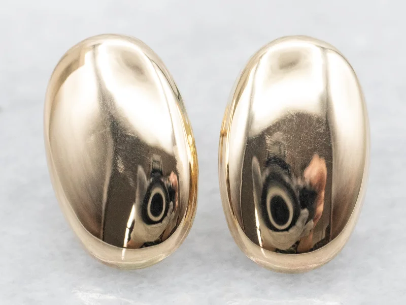 Ladies earrings perfect gift choices-Polished Oval Gold Stud Earrings