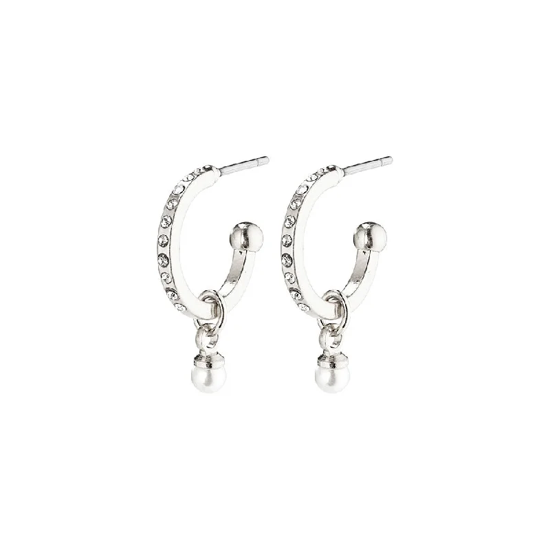 Ladies earrings tiered gem designs-Lacey Silver Plated Crystal Earrings