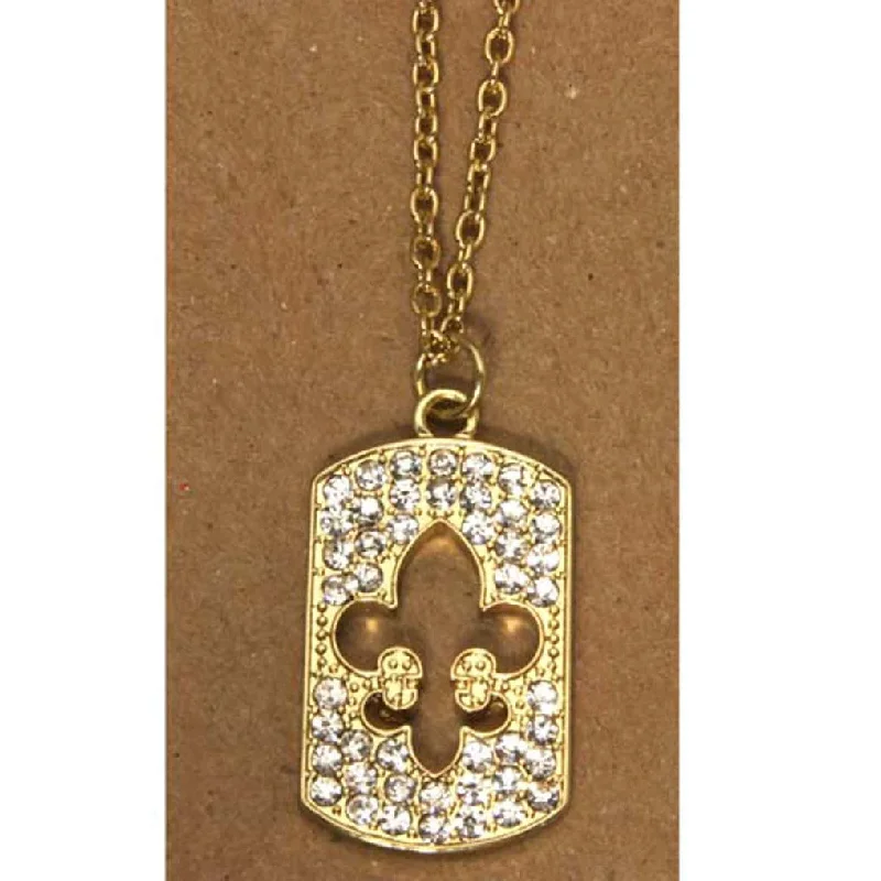 Ladies necklaces top jewelry brands-Fleur De Lis Necklace Dog Tag