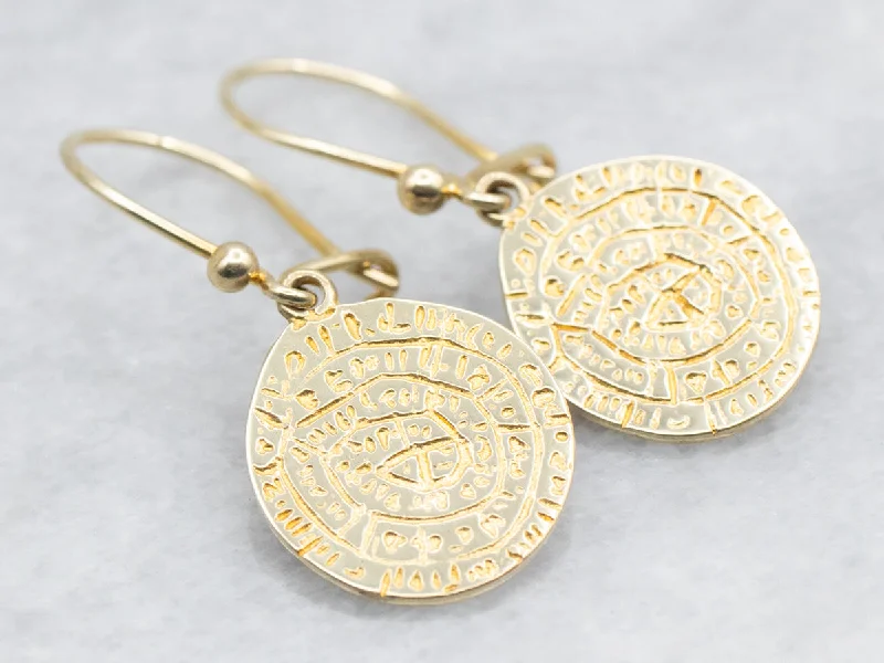 Ladies earrings soft glow styles-Textured Disc Drop Earrings