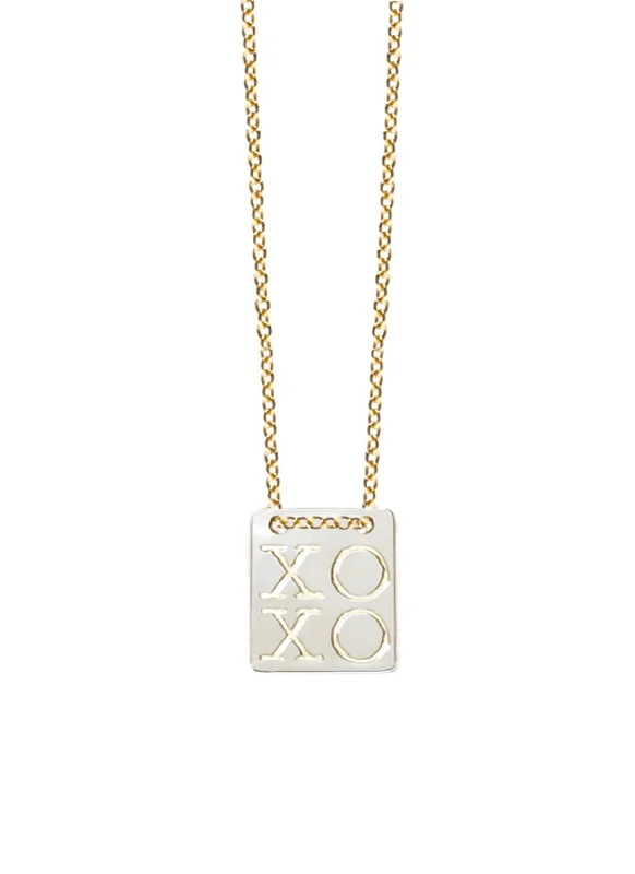 Ladies necklaces asymmetrical design picks-XOXO Tag Necklace