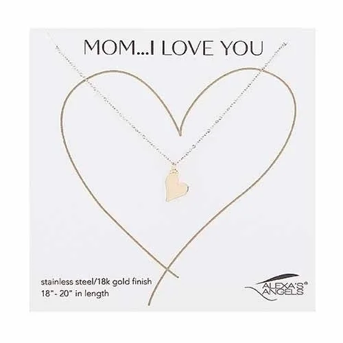 Ladies necklaces collectible jewelry items-Gold Heart Necklace for Mom