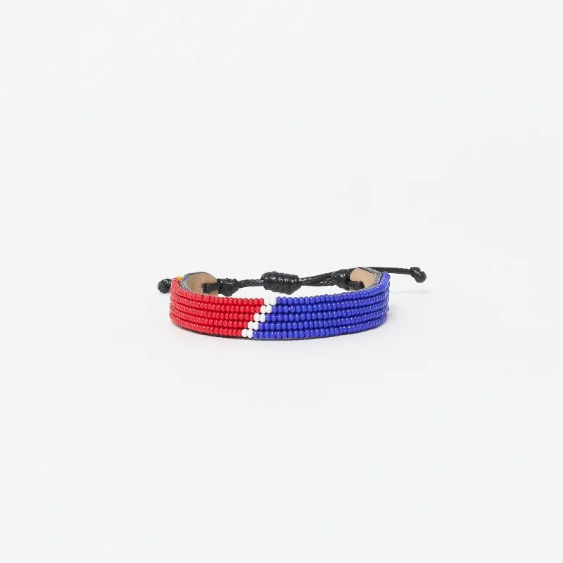 Ladies bracelets birthstone accent styles-FINAL SALE: XLarge Tribal Bracelet - Red/White/Royal