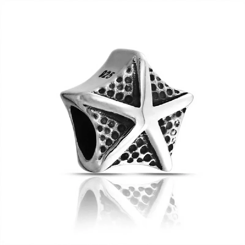 Ladies bracelets global brand styles-Nautical Starfish Charm Bead Sterling Silver for European Bracelets