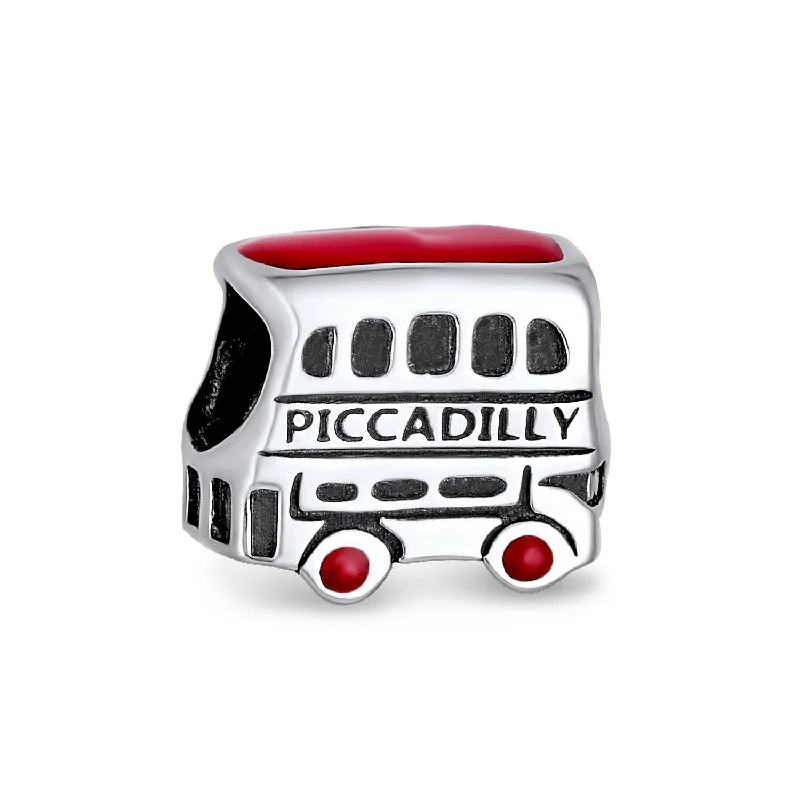 Ladies bracelets mature sophisticated styles-London Double Decker Bus Charm Bead Sterling Silver for European Bracelet