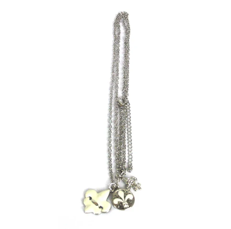 Ladies necklaces casual everyday wear-Fleur De Lis Charm Necklace White