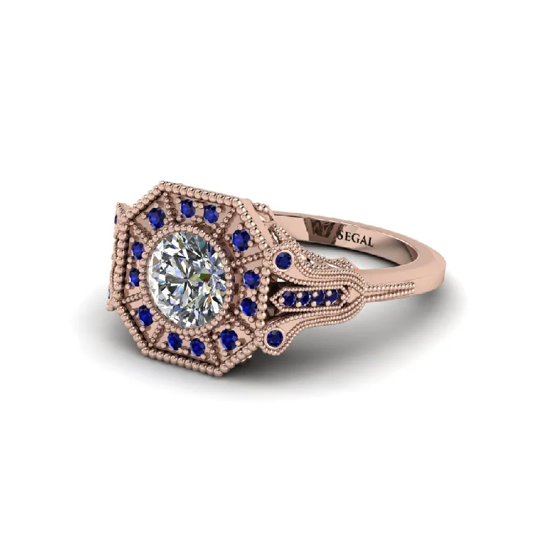 Ladies engagement rings latest trends-Diamond 14K Gold Art Deco Engagement Ring - Erin No. 62